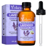 Yoken huile essentielle Lavande dans bouteille en verre avec compte-gouttes pour diffusion précise et relaxation