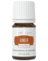 Young Living Ginger Vitality, bouteille 5ml, arôme épicé pour aromathérapie et cuisine.