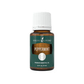 young living huile essentielle menthe poivrée — bouteille prête à utilisation rafraîchissante.