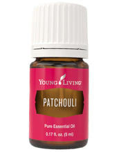 Huile essentielle Patchouli Young Living en flacon de 5 ml, parfum terreux apaisant et usage aromathérapeutique.