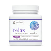 Youtheory Relax Magnesium Poudre: effervescence dans l'eau pour une détente possible.