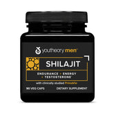 Boîte Youtheory Shilajit Capsules pour hommes, présentation pratique et complément énergisant.