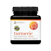 Gélules Youtheory Turmeric Extra Strength dans la bouteille, soutien potentiel des articulations.