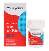 Youyours fer sans goût pour enfant – poudre facile à ajouter dans une boisson.
