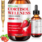 Gouttes cortisol YOWOTE dans flacon, équilibre quotidien naturel.