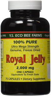Gelée royale YS Eco Bee Farms, gélules 2000 mg, supplément potentiel.