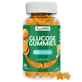 Gommes glucose YUM-V'S dans une bouteille orange, énergie rapide pour les activités quotidiennes.