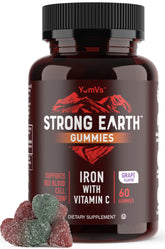 Gommes YUM-V'S Strong Earth, bouteille raisin, faciles à prendre pour le fer et la vitamine C.