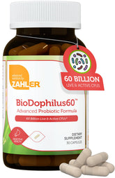 Zahler Biodophilus, bouteille 30 capsules, soutien digestif potentiel au quotidien.