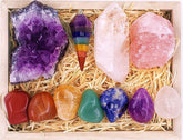 ZATNY kit cristaux guérison dans boîte bois, méditation des chakras possible