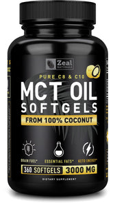 Zeal Naturals MCT huile bouteille – énergie durable pour démarrer la journée.