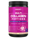 Poudre ZEBORA Collagène Multi dans la bouteille, soutien potentiel peau et cheveux.