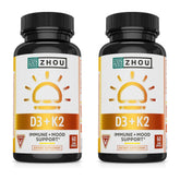 bouteille Zhou D3+K2 avec étiquette claire, indication possible pour les os et les dents.