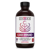 Sirope Elder-Mune+ Zhou dans bouteille en verre, arôme fruité pour votre rituel bien-être quotidien.