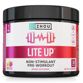 ZHOU Lite Up, poudre sans stimulant Berry Lemonade, prête à être ajoutée dans l'eau.