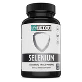 ZHOU Selenium—bouteille 200mcg de capsules, soutien antioxydant potentiel au quotidien.