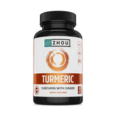 Gélules Zhou Turmeric Ginger dans la bouteille, pratique pour la digestion.