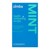 Zimba Strips montre l'emballage à la menthe, prêt pour un soin blanchissant quotidien.