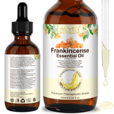 Huile d’encens ZIXAOK dans une bouteille ambrée, protection UV et soin du visage.