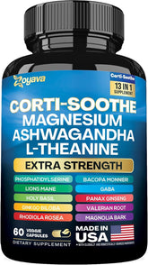 Zoyava Corti-Soothe montre la bouteille et les capsules pour un soutien quotidien possible