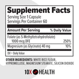 10X Health System dose quotidienne 5-MTHF: intégration facile dans la routine.