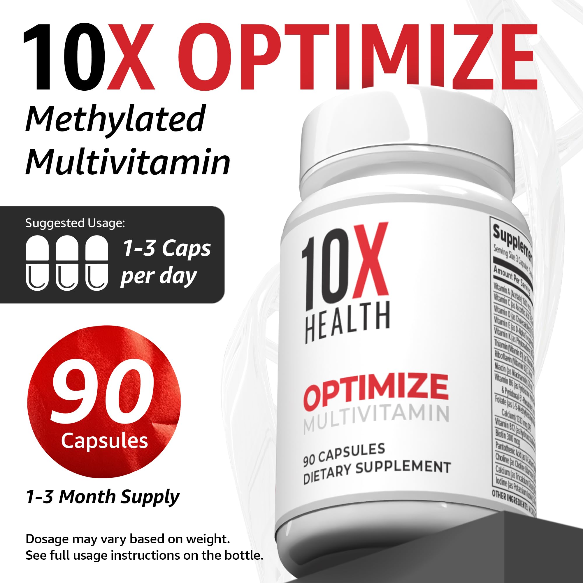 10X Health System Optimize pour homme : B12 800 mcg.