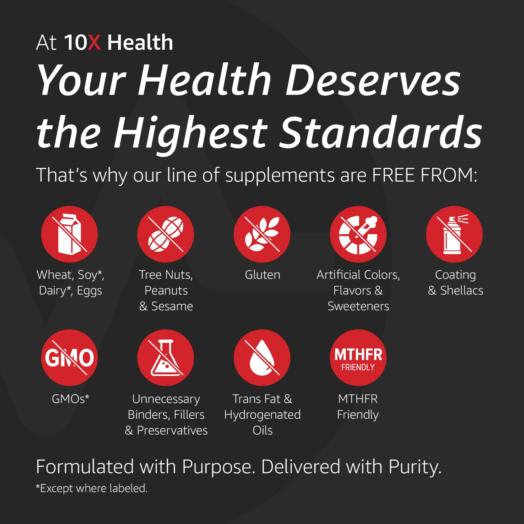 10X Health System qualité USA 5-MTHF: traçabilité et pureté assurées.