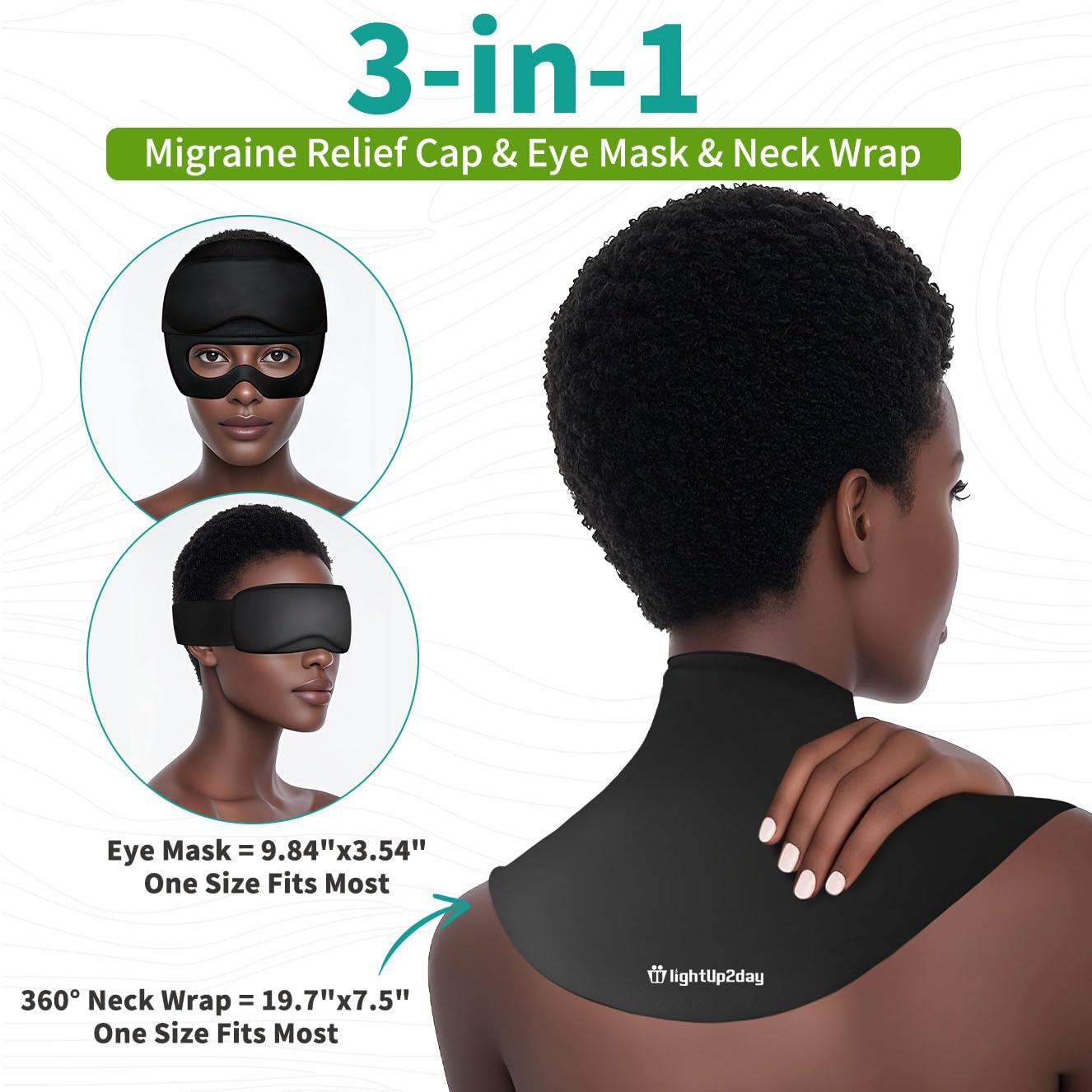 11ghtup2day masque yeux glace détachable — soulage les yeux sans interrompre l'activité.