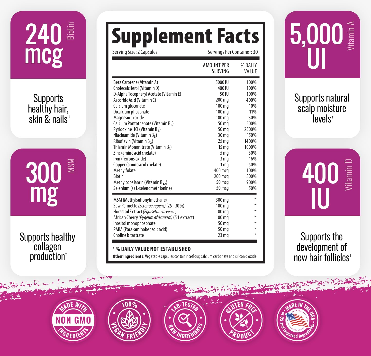 1 Body capsules riches en vitamines favorisant peau lumineuse et ongles forts.