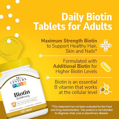 21st Century Biotin comprimés en bouteille, haute concentration