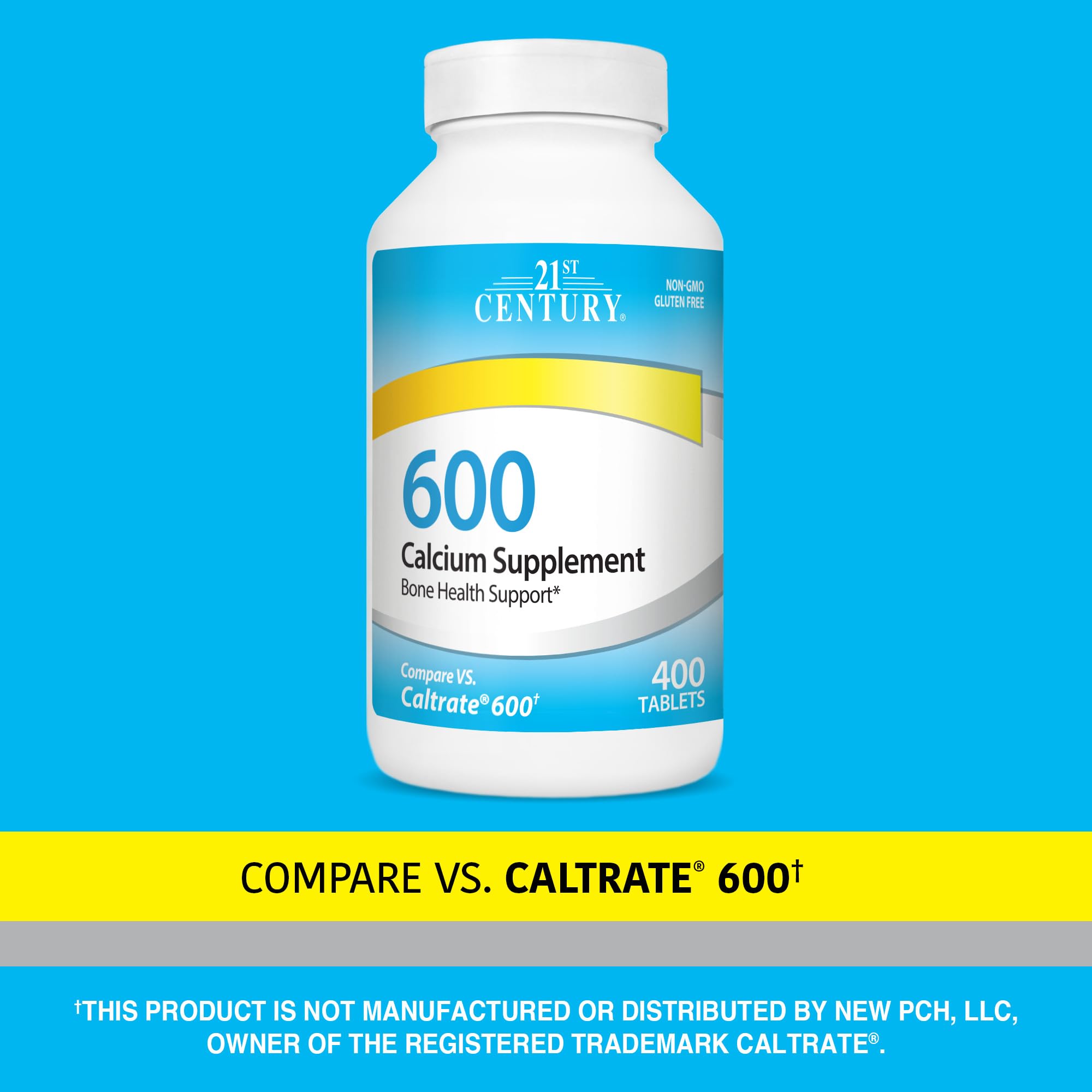 21st Century calcium – boîte extérieure avec informations nutritionnelles claires.