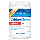 Bouteille 21st Century Calcium Citrate D3 pour le soutien des os au quotidien.