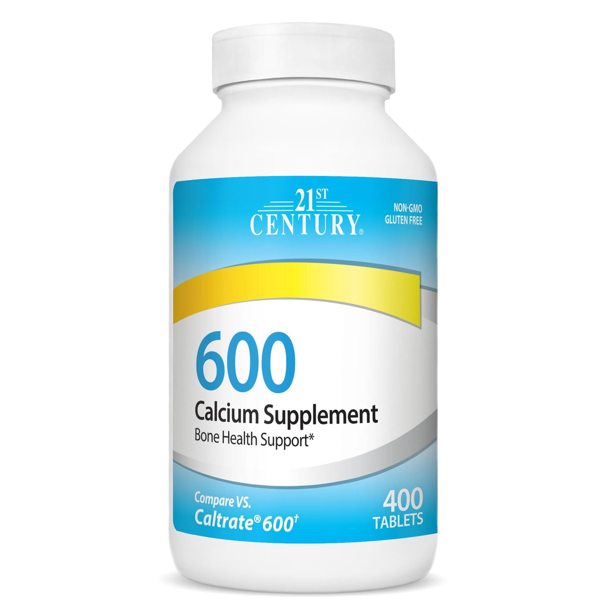 21st Century calcium – comprimés 600 mg en bouteille, soutien potentiel de la densité osseuse.