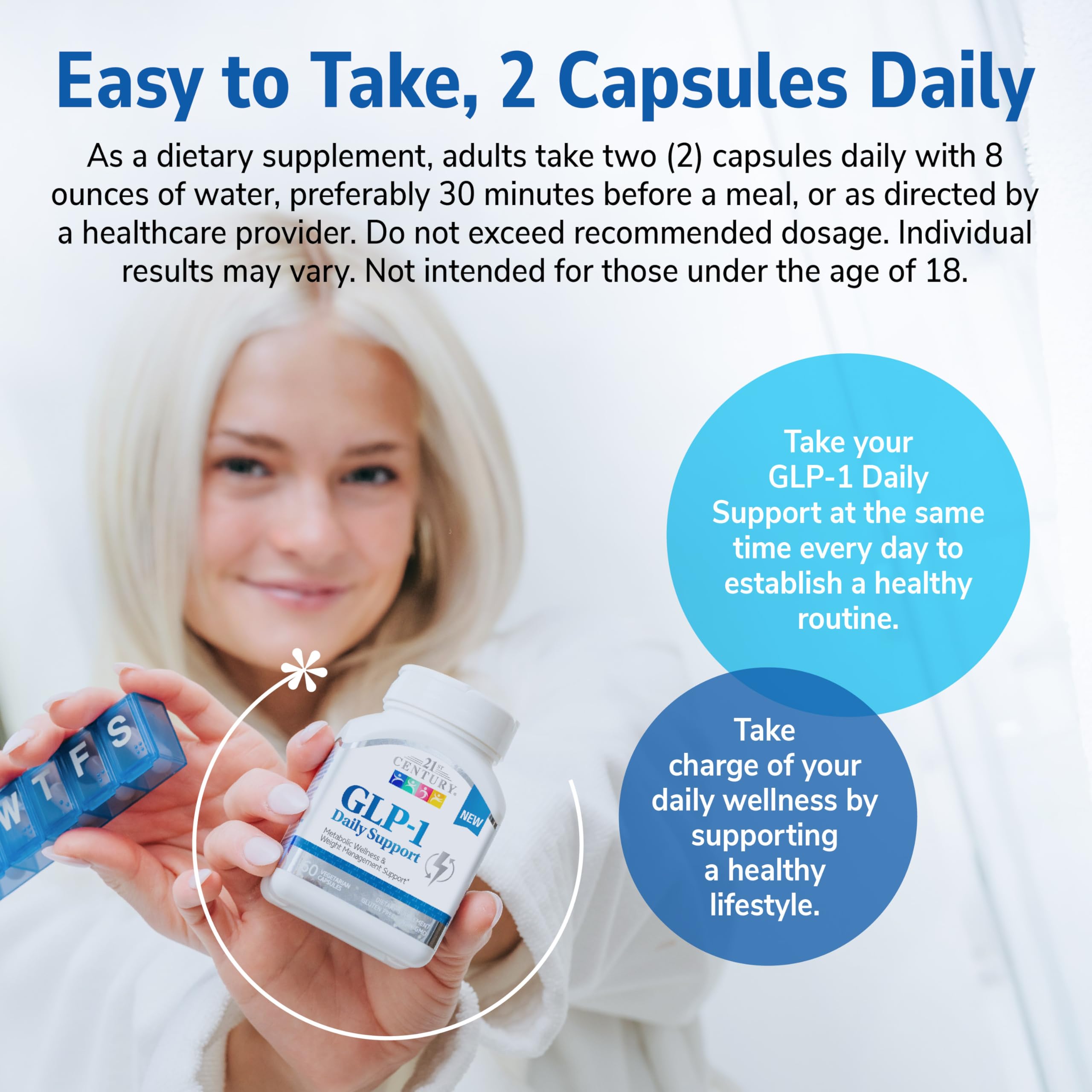 21st Century GLP-1 – capsules faciles à avaler pour le bien-être durable.