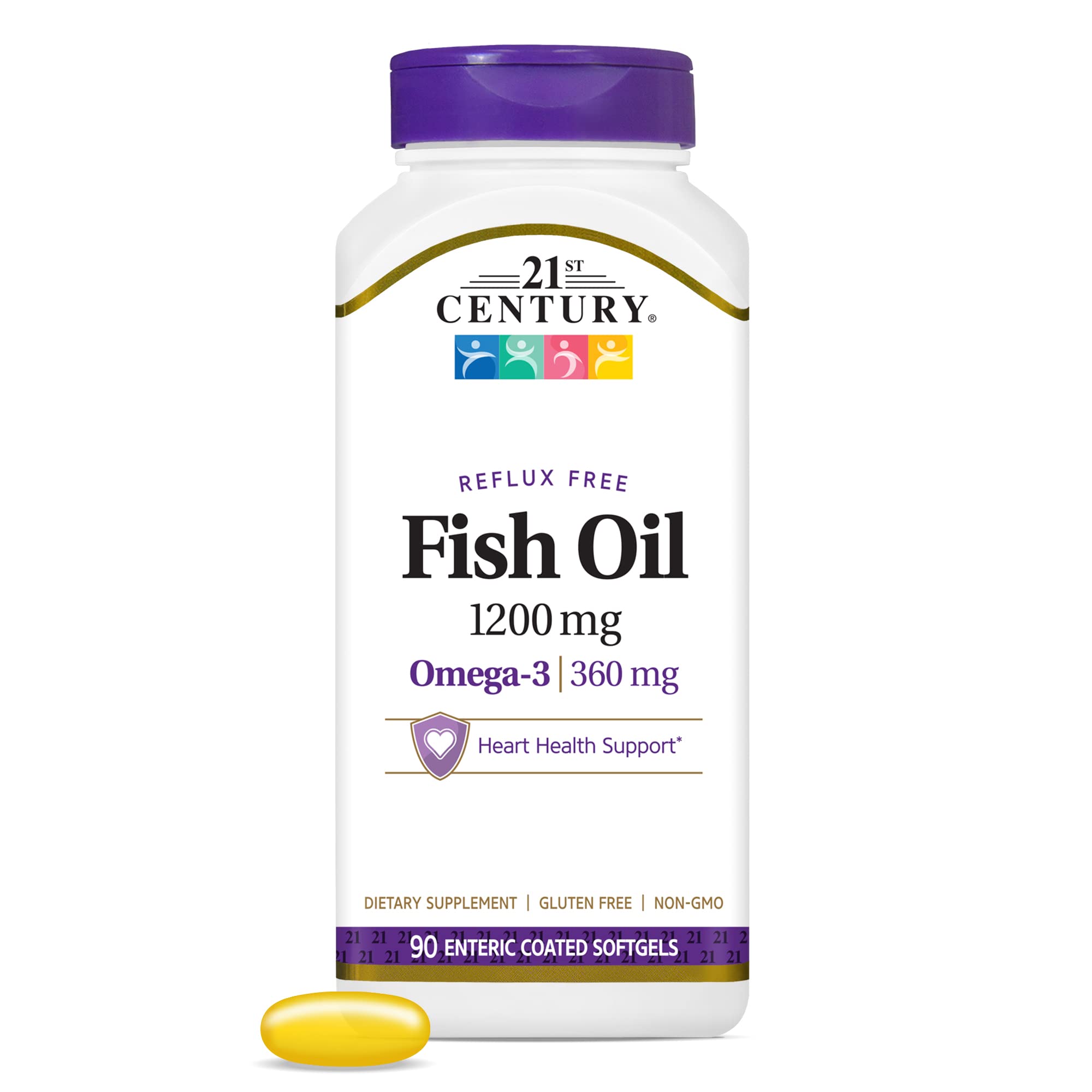 Gélules entériques 21st Century Fish Oil, soutien potentiel au cœur et à la vitalité