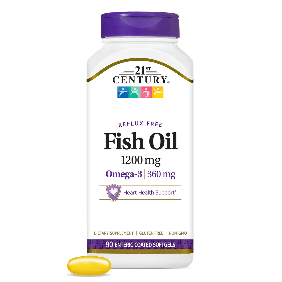 Gélules entériques 21st Century Fish Oil, soutien potentiel au cœur et à la vitalité
