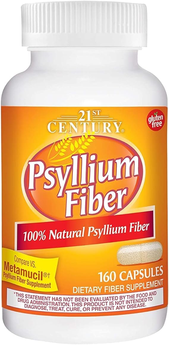 21st Century psyllium: bouteille de 160 capsules, soutien fibre quotidien
