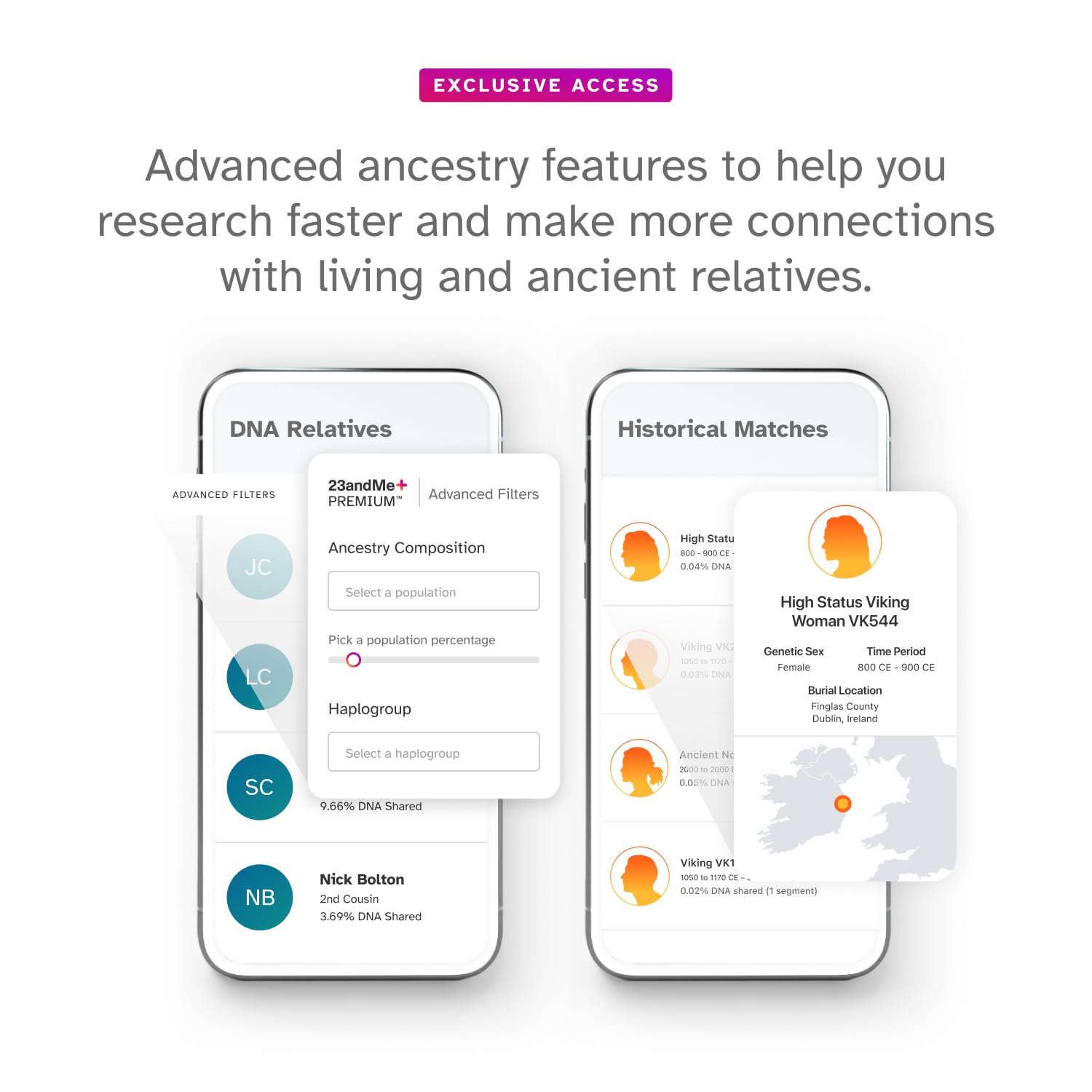 23andMe Plus rapports santé, aperçus personnalisés pour le bien-être.