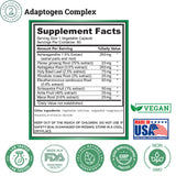 2nd Springs Adaptogen Complex – étiquette lisible présentant les ingrédients naturels.