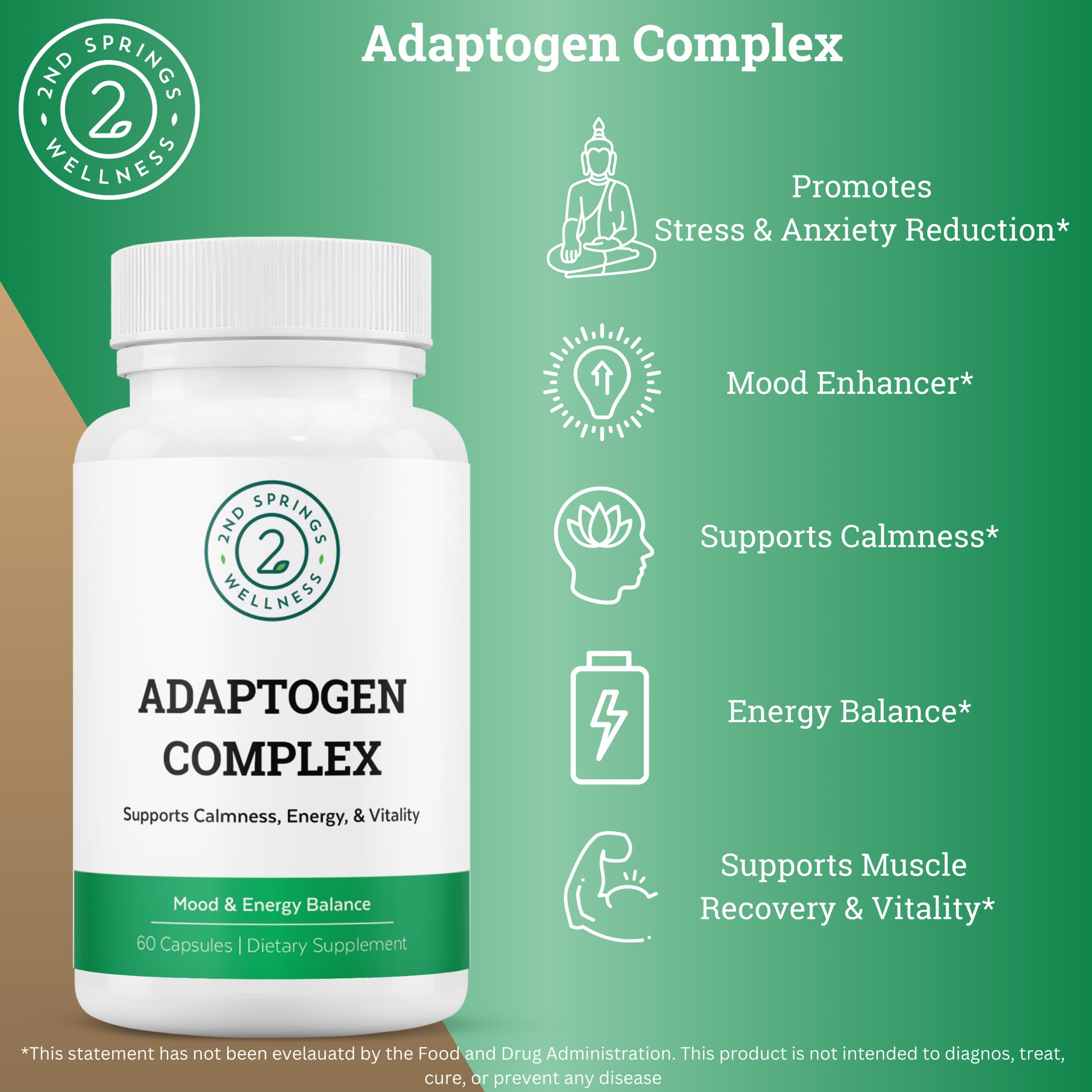 2nd Springs Adaptogen Complex – gélules solides offrant une énergie stable sans pic.