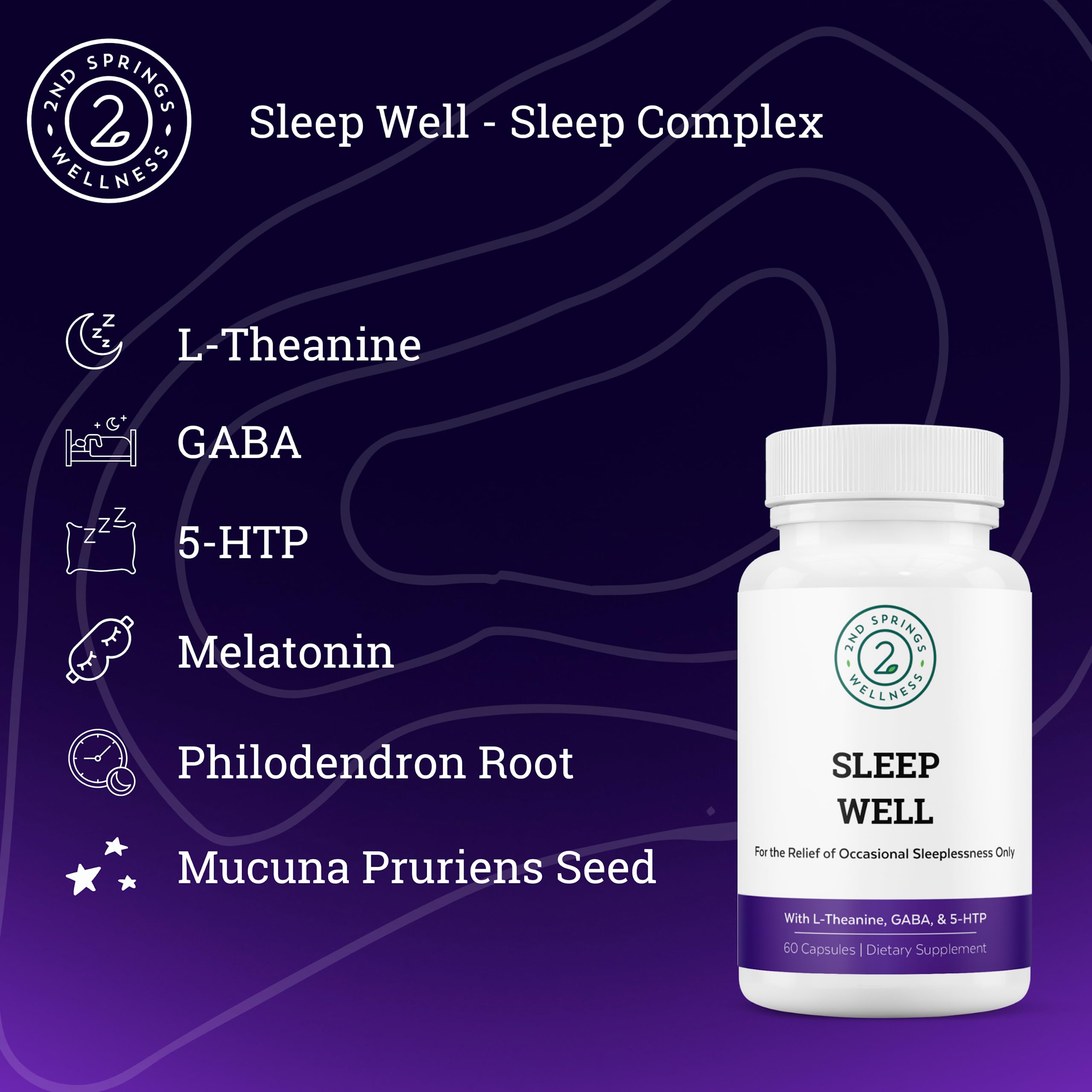 Sleep Well emballage et etiquette visibles indiquant les ingredients clés.