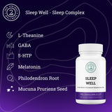 Sleep Well emballage et etiquette visibles indiquant les ingredients clés.