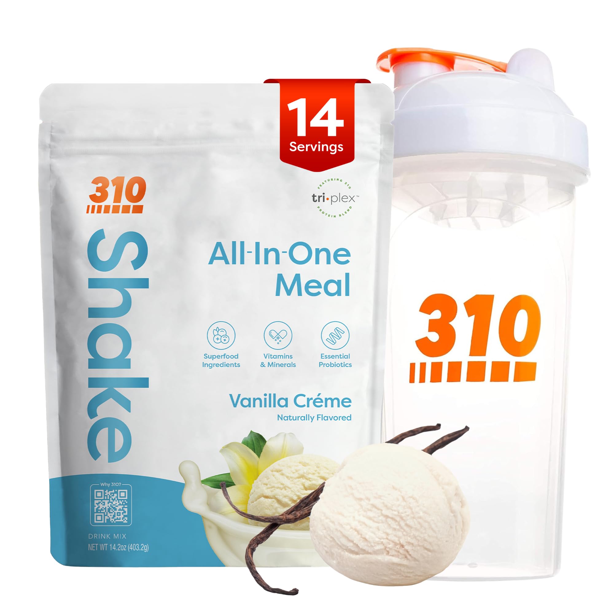 Kit démarrage 310 Nutrition avec shaker vanille crème, pratique pour démarrer la journée.