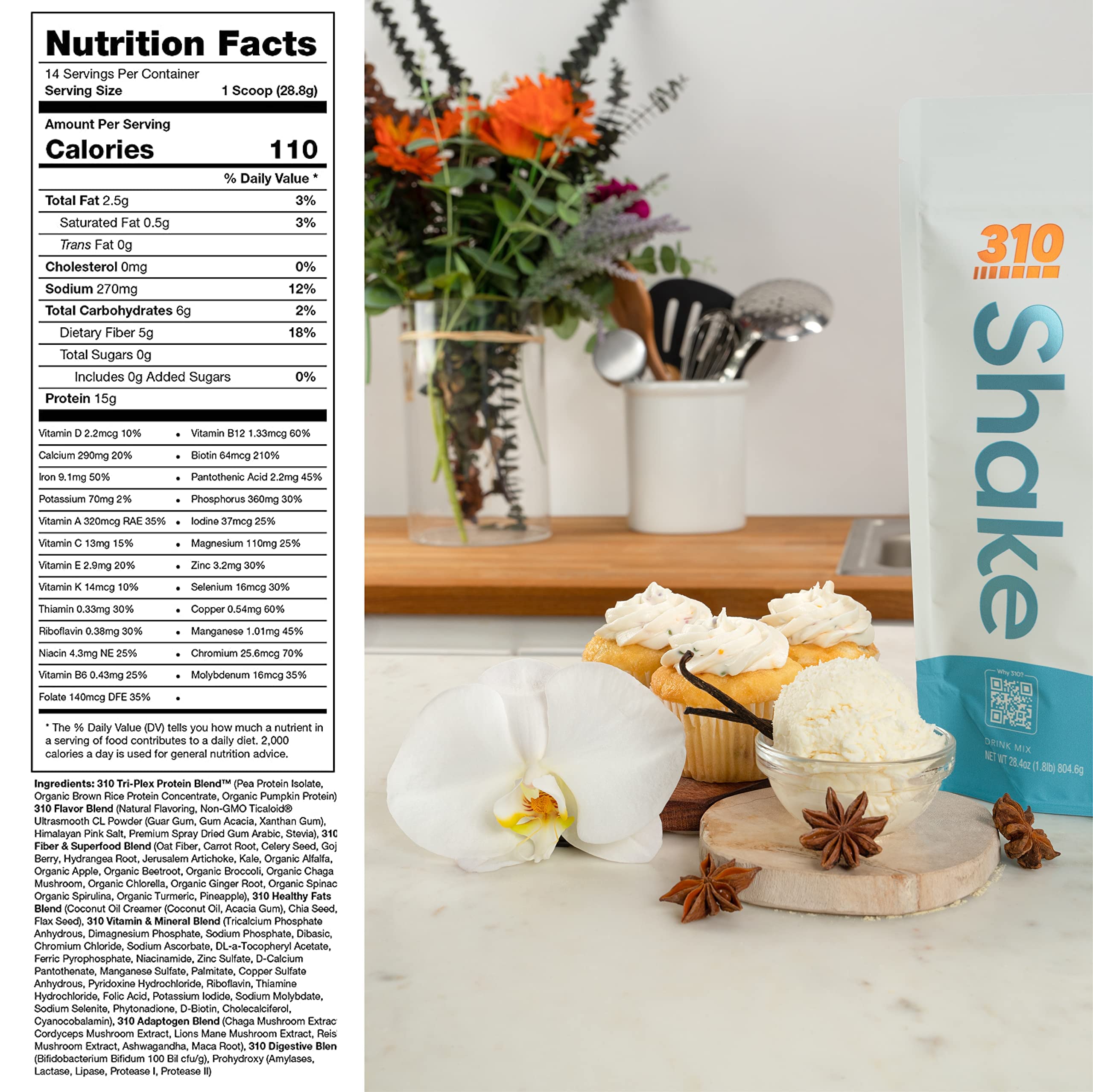 Gobelet shaker premium 310 Nutrition pour mélanger facilement le shake vegan.