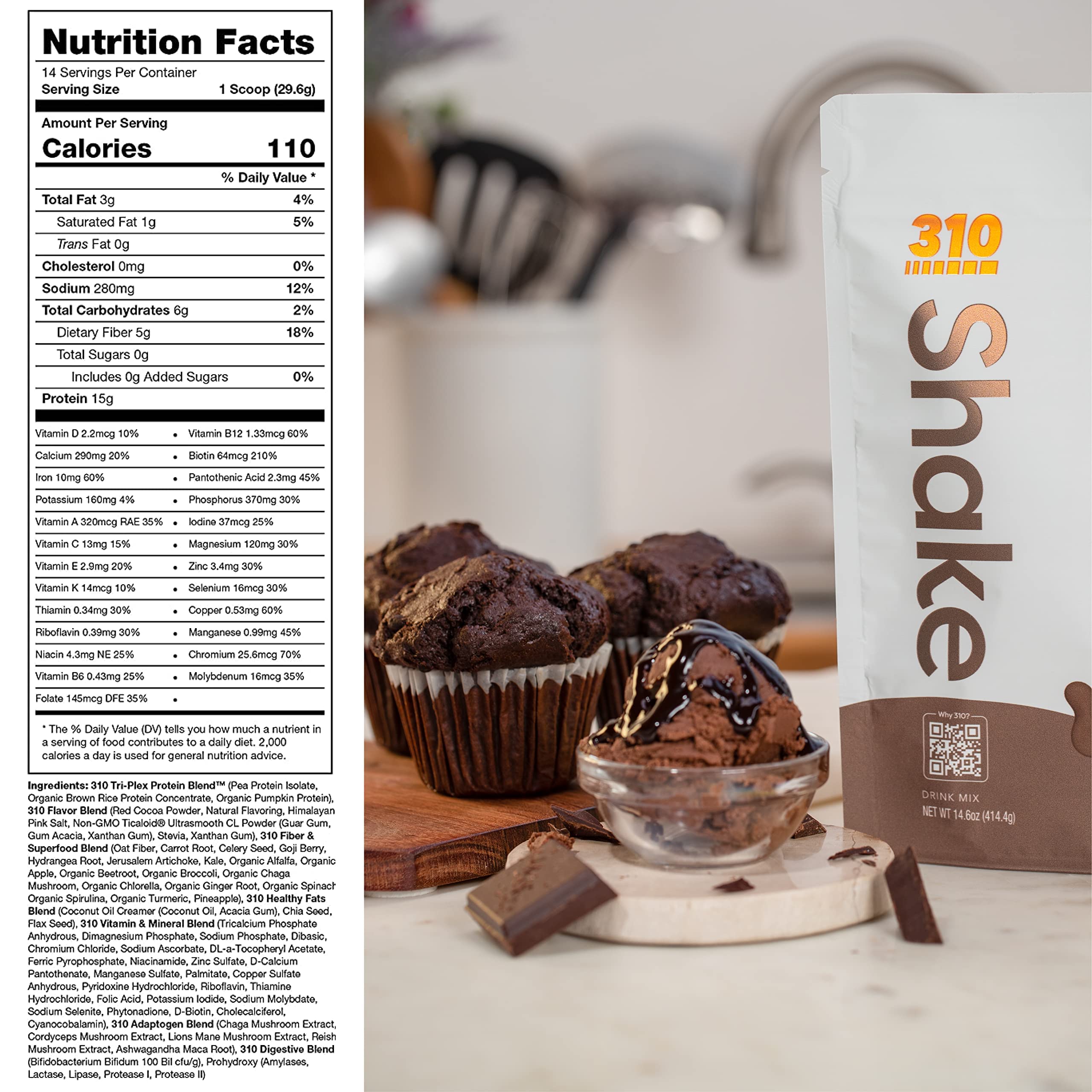 310 Nutrition poudre-substitut-repas-vegan, protéines végétales pour un repas rapide et équilibré.