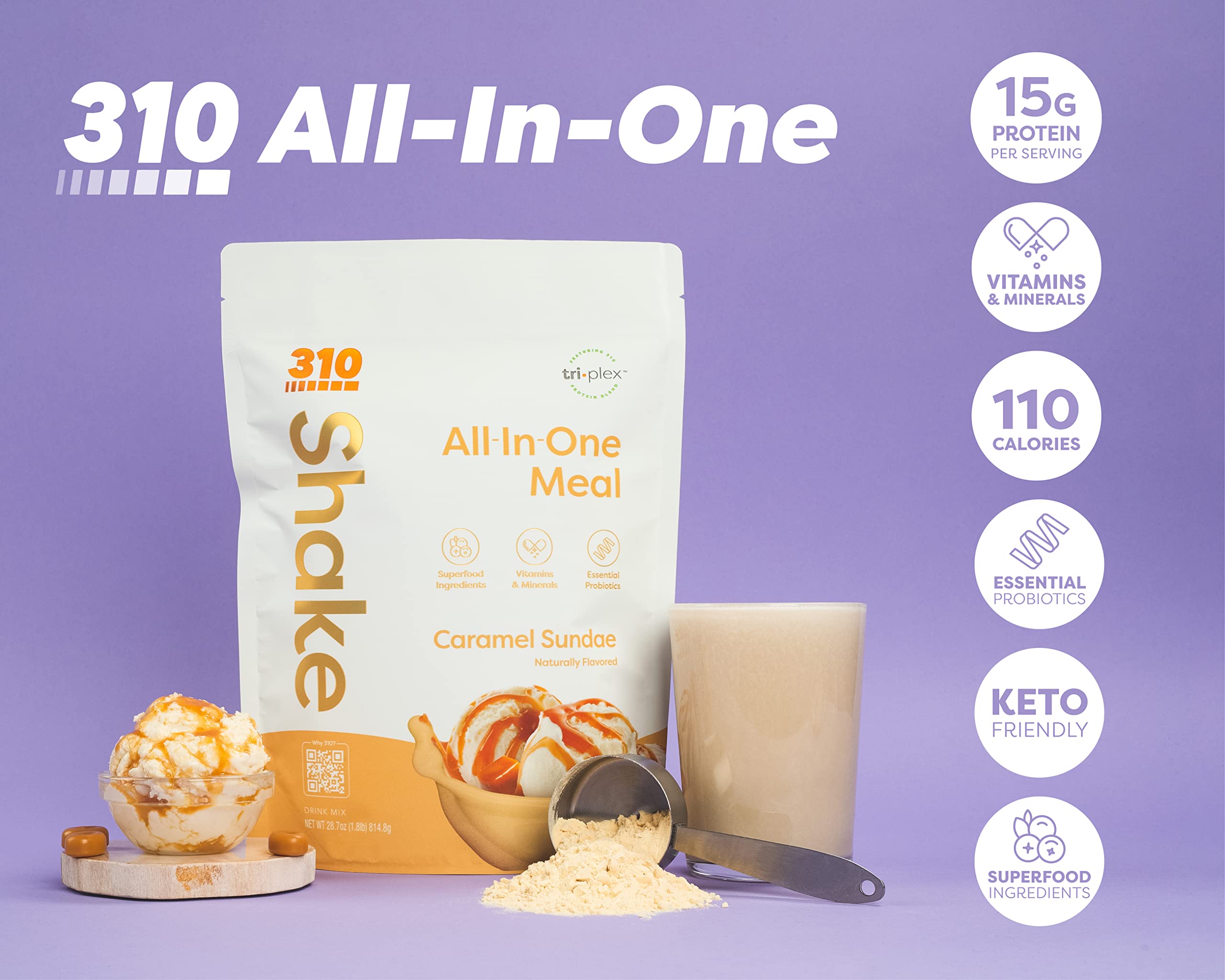 Protéine végan de 310 Nutrition apportant énergie durable et satiété.