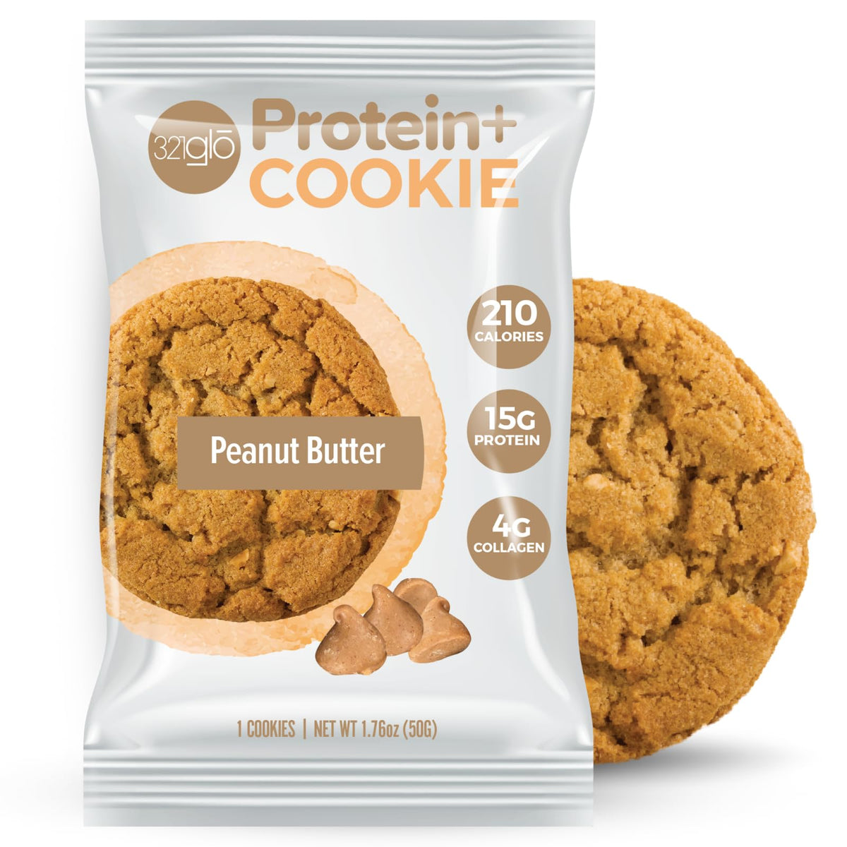 Biscuit protéiné 321glō au beurre de cacahuète, collation protéinée et gourmande.