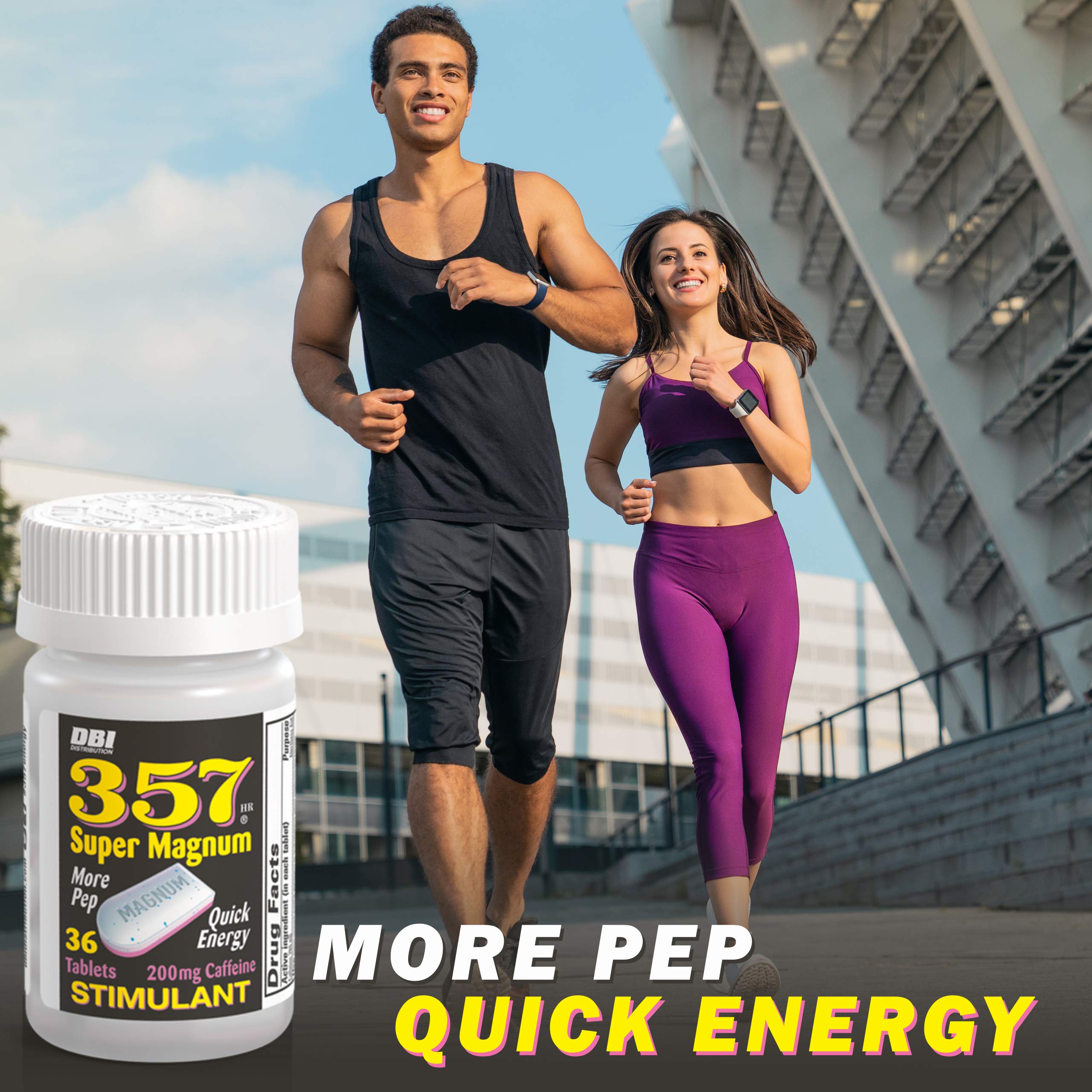 Tablettes 200 mg de caféine par comprimé, énergie rapide avec 357 HR MAGNUM.