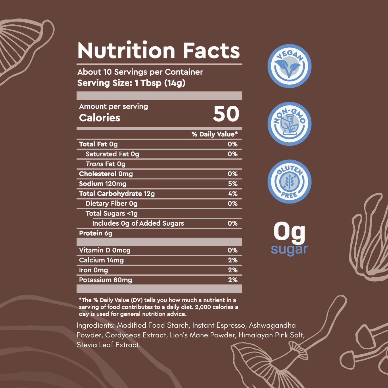 360 Nutrition Cordyceps et Crinière de Lion visibles, clarté mentale potentielle.