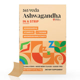 Les strips Ashwagandha 365veda au goût framboise et emballage élégant.